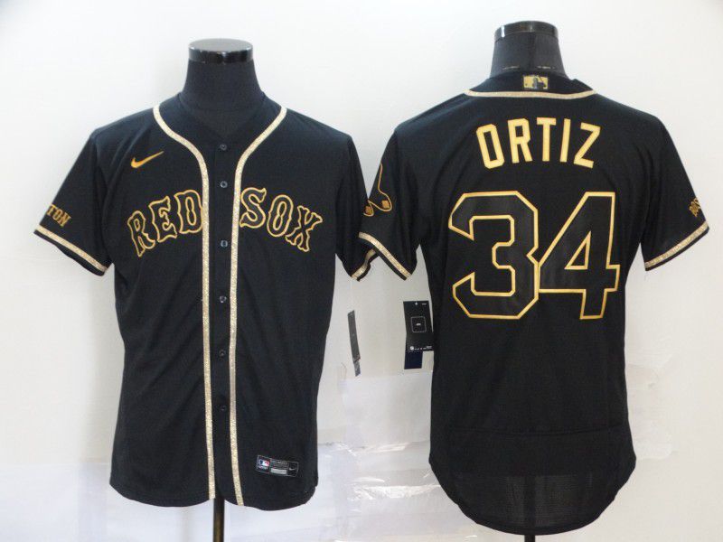 Men Boston Red Sox #34 Ortiz Black Nike Elite MLB Jerseys->boston red sox->MLB Jersey
